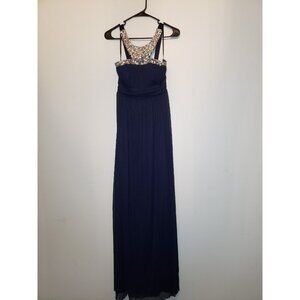 Vtg Jodi Kristopher Junior's Sz 7 Formal Dress Maxi Dark Blue Sequin Sleeveless